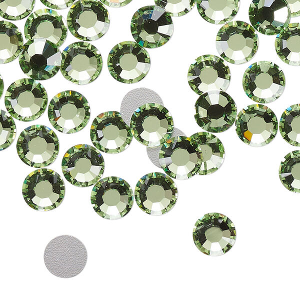 Flat back, Dance With Me™ crystal rhinestone, peridot, foil back, 6.32-6.5mm rose, SS30. Sold per pkg of 48. image number 0