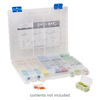 Organizer, Dot Box™, plastic, clear and blue, 14 x 11-1/2 x 1-1/2 inches with 94 removable containers and pop-up lid. Sold per 95-piece set. image number 0