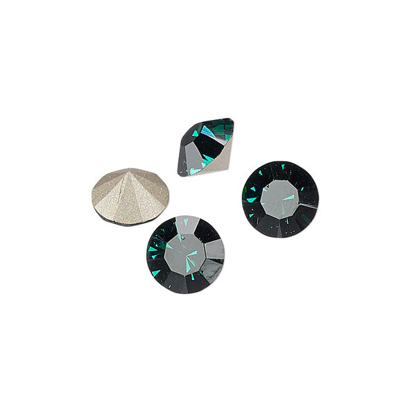 Chaton 8pk emerald foil back, Preciosa MAXIMA Czech crystal rhinestone 8.16-8.41mm 15-cut faceted round SS39 image number 0