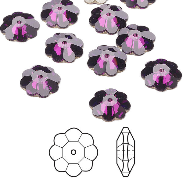Margarita flower 12pk amethyst foil back, Crystal Passions® 10x3.5mm 3700 image number 0