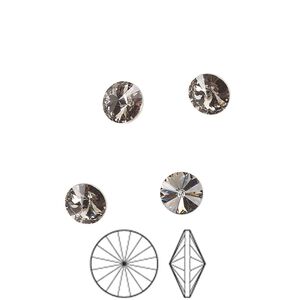 Chaton 12pk black diamond foil back, Preciosa MAXIMA Czech crystal rhinestone 6.14-6.32mm rivoli SS29