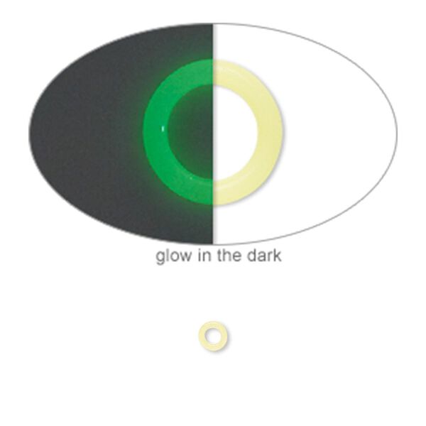 Component, Oh! Ring™, silicone, pale yellow glow-in-the-dark, 3mm round with 2mm hole. Sold per pkg of 1,000. image number 0