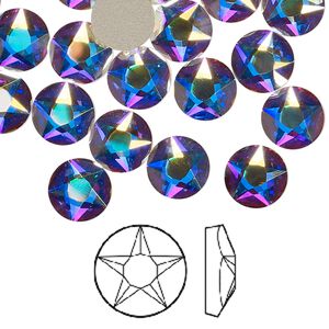 Flat back 12pk crystal AB foil back, Crystal Passions® 8.412-8.672mm round SS40 2100