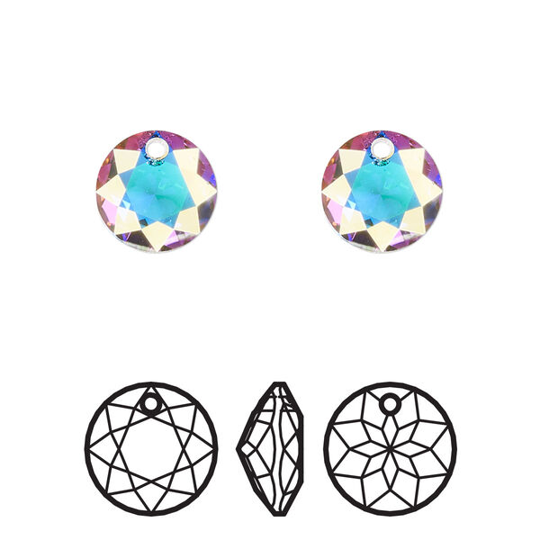 Drop 2pk crystal AB, Crystal Passions® 10mm pendant classic cut 6430 image number 0