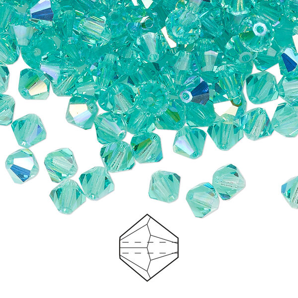 Bead 576pk Caribbean Sea AB, Preciosa Czech crystal 5mm bicone image number 0