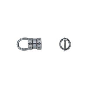 Crimp end, JBB Findings, gunmetal-plated pewter (tin-based alloy), 7x6mm tube with loop, 4mm inside diameter. Sold per pkg of 2.