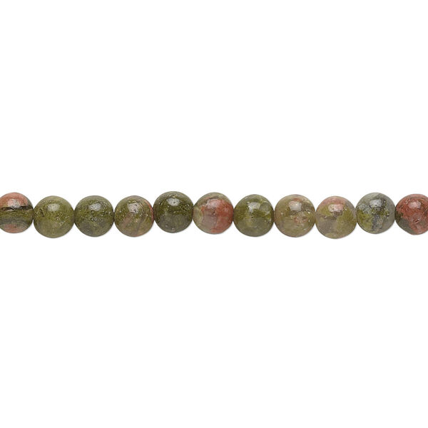 Bead, unakite (natural), 4mm round, B grade, Mohs hardness 6 to 7. Sold per 15-1/2" to 16" strand. image number 0