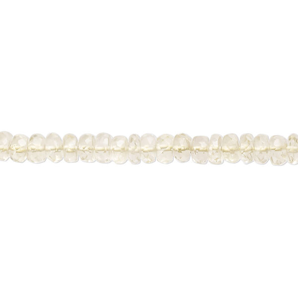 Bead, lemon quartz (heated), light, 4x2mm-5x3mm hand-cut micro-faceted rondelle, B grade, Mohs hardness 7. Sold per 14-inch strand, approximately 160 beads. image number 0