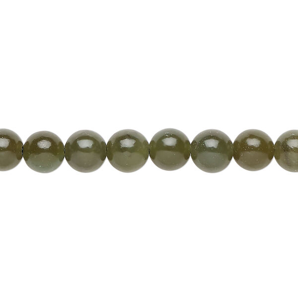 Bead 1pkg1 nephrite jade, 6mm round C grade, 15.5-16 inch natural medium to dark image number 0
