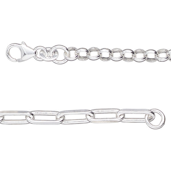 Sterling silver 1pkg1, cut cable / rolo chain 16 inch 4mm / 4.1mm image number 0