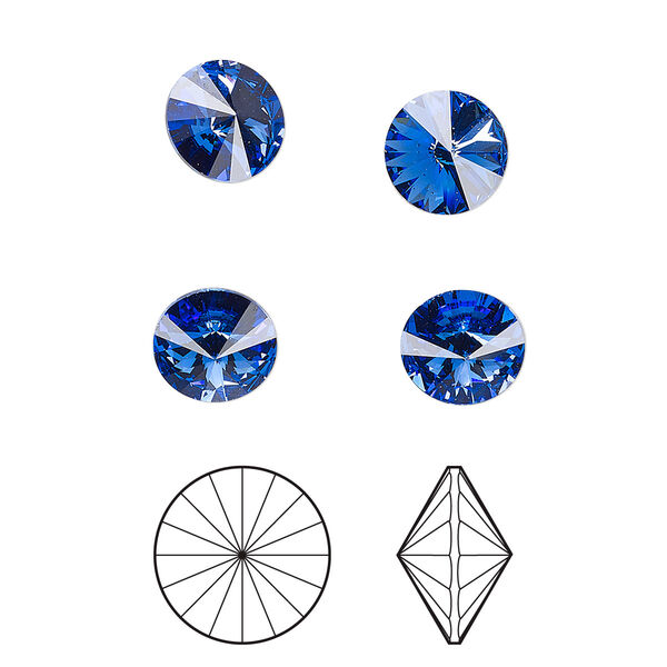 Chaton 8pk sapphire foil back, Crystal Passions® 8.16-8.41mm rivoli SS39 1122 image number 0