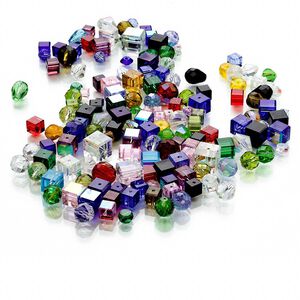 Bead mix, glass, mixed colors, 3-10mm mixed shape. Sold per 50-gram pkg, approximately 90 beads.