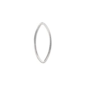 Drop, sterling silver, 20x10mm oval with no loops. Sold per pkg 10.