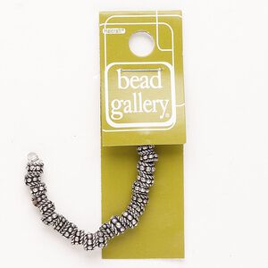 Bead 1pkg22 copper, 5x3mm-6x4mm bumpy rondelle, antique silver finish