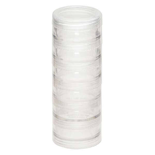 Organizer jar, Space Saver, plastic, clear, 1-1/2 x 5/8 inch round. Sold per 6-piece set. image number 1