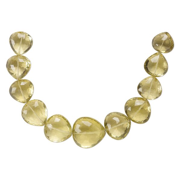 Lemon quartz 1pkg1, hand-cut top-drilled faceted puffed teardrop bead 7 inch graduated 16x15mm-26x22mm image number 0