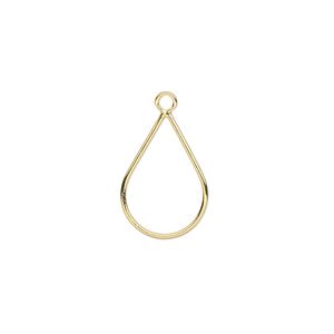 Drop, gold-plated brass, 14.5x10mm open teardrop. Sold per pkg of 20.
