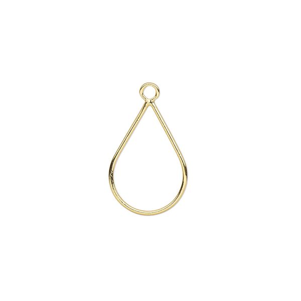 Drop, gold-plated brass, 14.5x10mm open teardrop. Sold per pkg of 20. image number 0