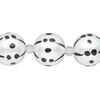 Bead, glass 1pkg8, opaque black and white, 14mm hand-painted round. image number 0