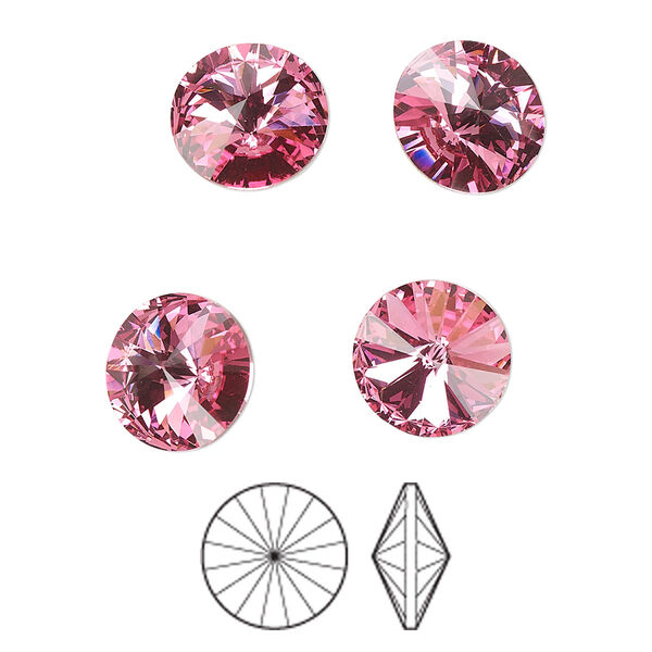 Chaton 144pk rose foil back, Preciosa MAXIMA Czech crystal rhinestone 10.54-10.91mm rivoli SS47 image number 0