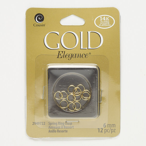 Split ring, lacquer and gold-plated copper, 6mm round. Sold per pkg of 12. image number 0