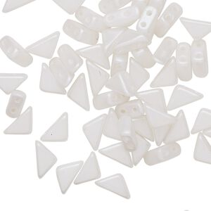 Bead, Tango™, Czech pressed glass, opaque alabaster white airy pearl, 8x6x6mm triangle with (2) 0.7-0.8mm holes. Sold per 10-gram pkg, approximately 65 beads.