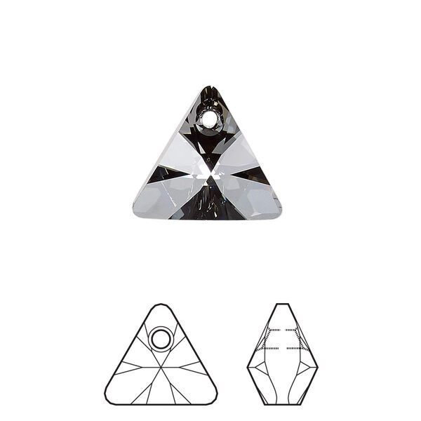 Drop 1pk crystal silver night, Crystal Passions® 16mm pendant mini triangle 6628 image number 0