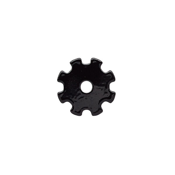 Component, painted steel, black, 15mm gear with 2.5mm center hole. Sold per pkg of 10. image number 0
