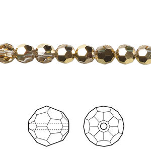 Bead 1pkg144 crystal aurum, Crystal Passions® 6mm round 5000