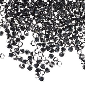 Bead 48pk jet light hematite 2X, Preciosa Czech crystal 3mm bicone