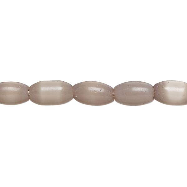 Bead, fiber optic glass, pkg/14 inch, opaque lavender, 10x6mm center-drilled oval. image number 0