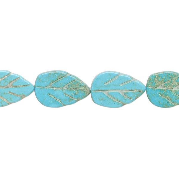 Magnesite 1pkg1, carved leaf bead 15 inch 13x8mm-14x9mm image number 0