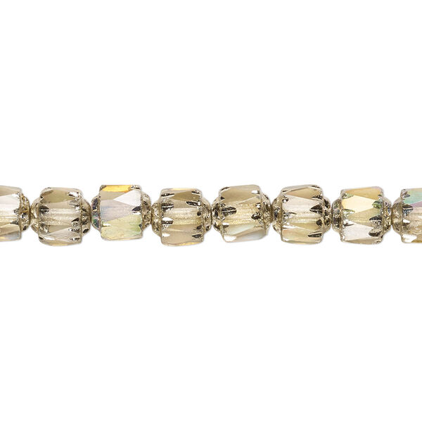 Bead, Czech dipped décor glass, smoke Apollo AB, 6mm round cathedral. Sold per 15-1/2" to 16" strand. image number 0