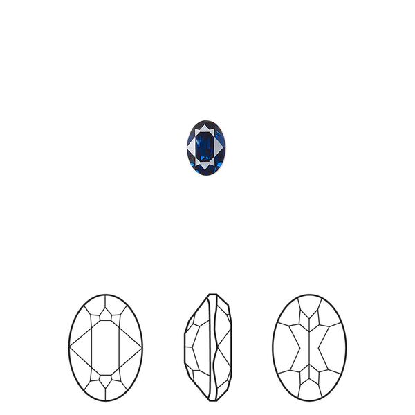 Fancy stone 4pk dark sapphire foil back, Crystal Passions® Regenerated 6x4mm oval 4120 image number 0
