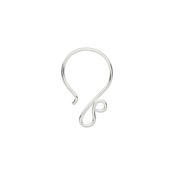 Ear wire, sterling silver, 19.5mm French hook with open loop, 20 gauge. Sold per pair. image number 0