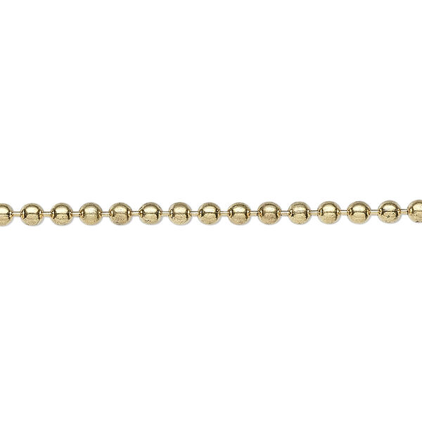 Chain, brass-finished steel, 2.4mm ball. Sold per 50-foot spool. image number 0
