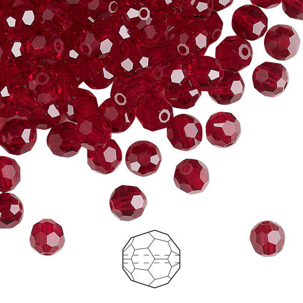 Bead 576pk Siam, Preciosa Czech crystal 5mm round image number 0