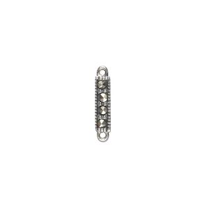 Marcasite / sterling silver 1pkg2, rectangle link natural 11x3mm
