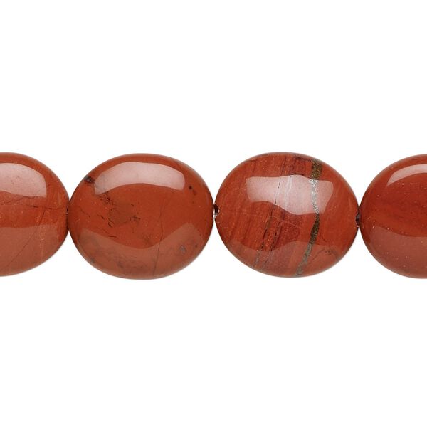 Red jasper 1pkg1, flat oval bead natural 15.5-16 inch 16x14mm image number 0
