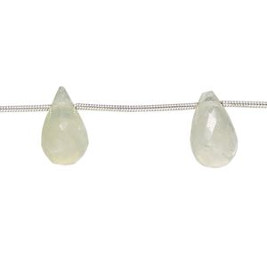 Prehnite 1pkg8, hand-cut top-drilled faceted briolette bead natural 13x8mm-16x10mm