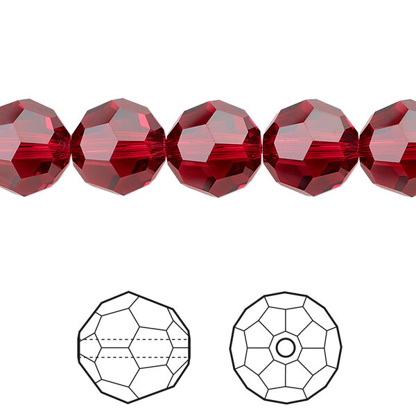 Bead 6pk scarlet, Crystal Passions® 10mm round 5000 image number 0