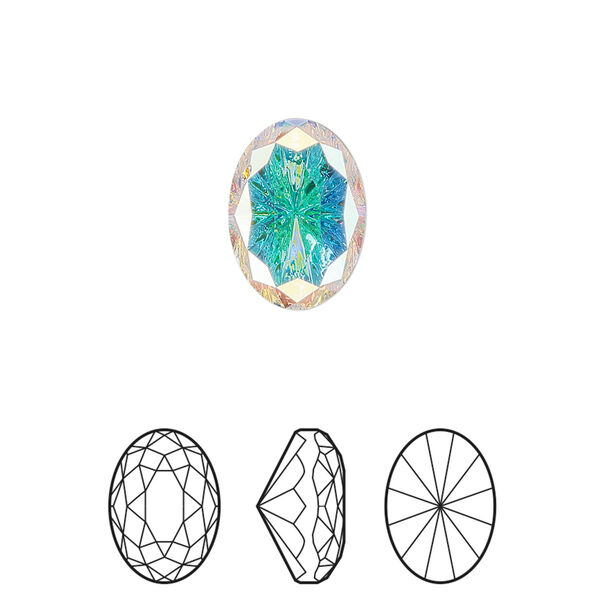 Fancy stone 1pk crystal AB foil back, Crystal Passions® 14x10mm magical oval 4160 image number 0