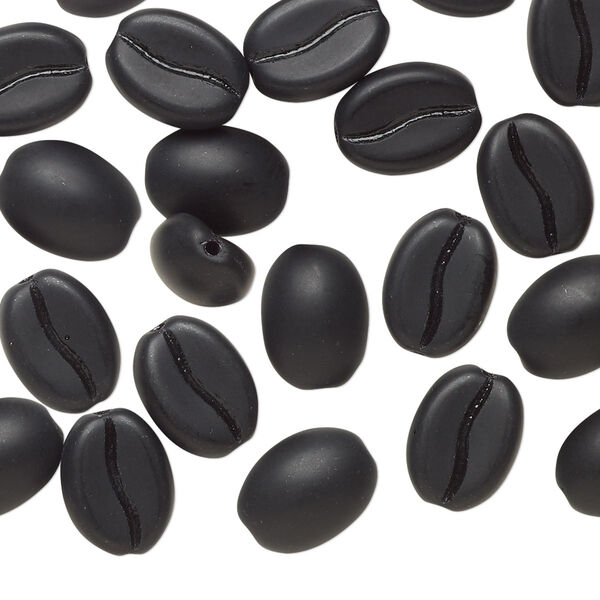 Bead, Preciosa, Czech pressed glass, opaque matte dark roast, 10.5x8mm coffee bean. Sold per pkg of 25. image number 0