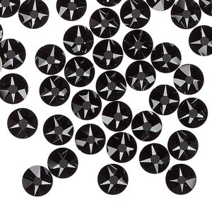 Flat back 288pk jet foil back, Swarovski® 6.32-6.5mm rose round SS30 2088