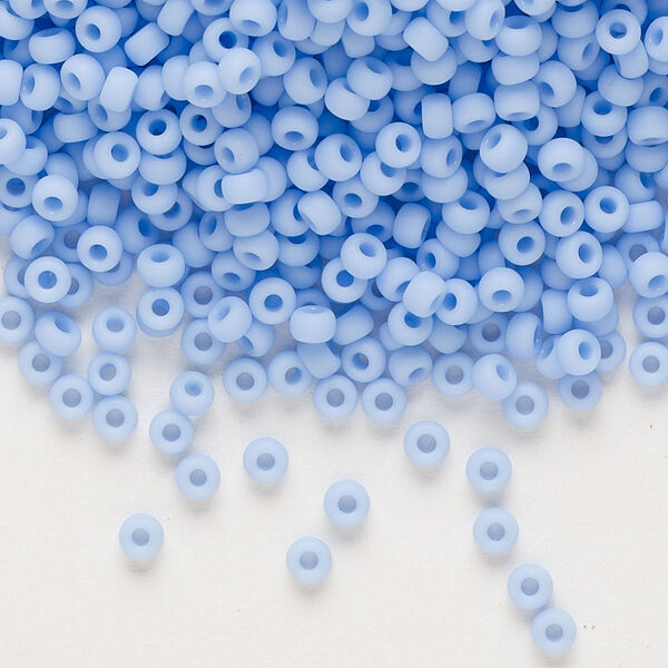 Seed bead, Miyuki, glass, pkg/250g, #8 rocaille, opaque matte agate blue, (RR-494F). image number 0