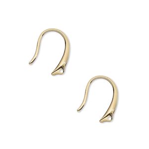Ear wire fishhook 1pkg10 gold-plated, 14mm fancy / closed loop, 20 gauge brass 5 pair