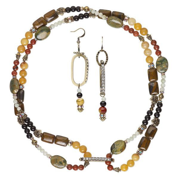 Necklace and earring set, One of a Kind jewelry, 36 inches. Only one available. image number 0