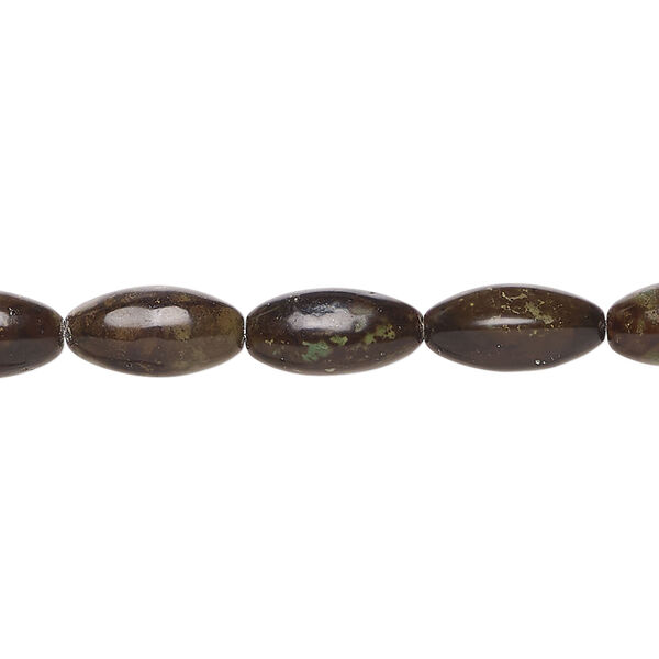 Magnesite 1pkg1, oval bead, 15 inch 11x5mm-12x6mm dark brown & green image number 0