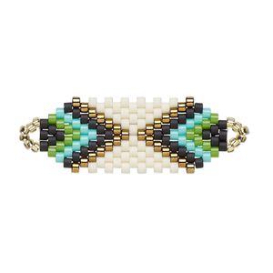 Focal, Creative Touch, glass, cream / bronze / green, 30x12mm double-sided oval. Sold individually.