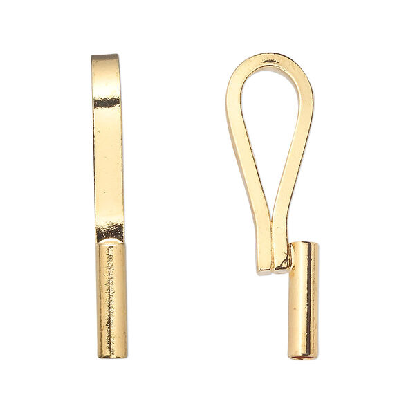 Brooch converter, vertical, gold-plated brass, 32x10mm. Sold individually. image number 0